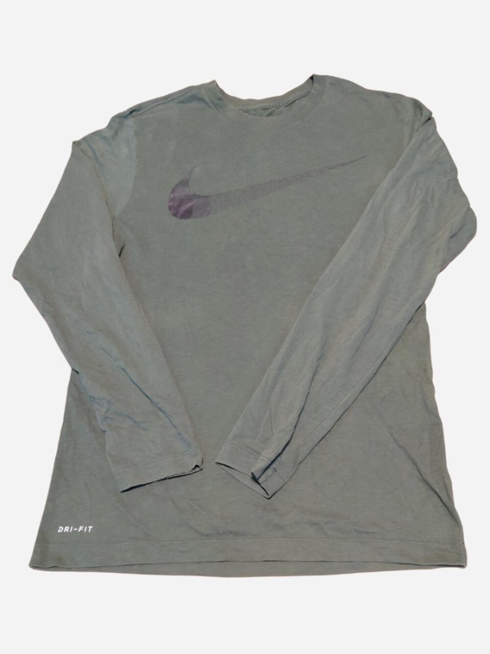 The Nike Tee Swoosh Men's Long Sleeve Green Graphic T-Shirt Small